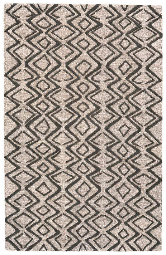 Enzo Transitional/Global/Bohemian & Eclectic Geometric/Moroccan Black/Gray/Taupe - Feizy Rug
