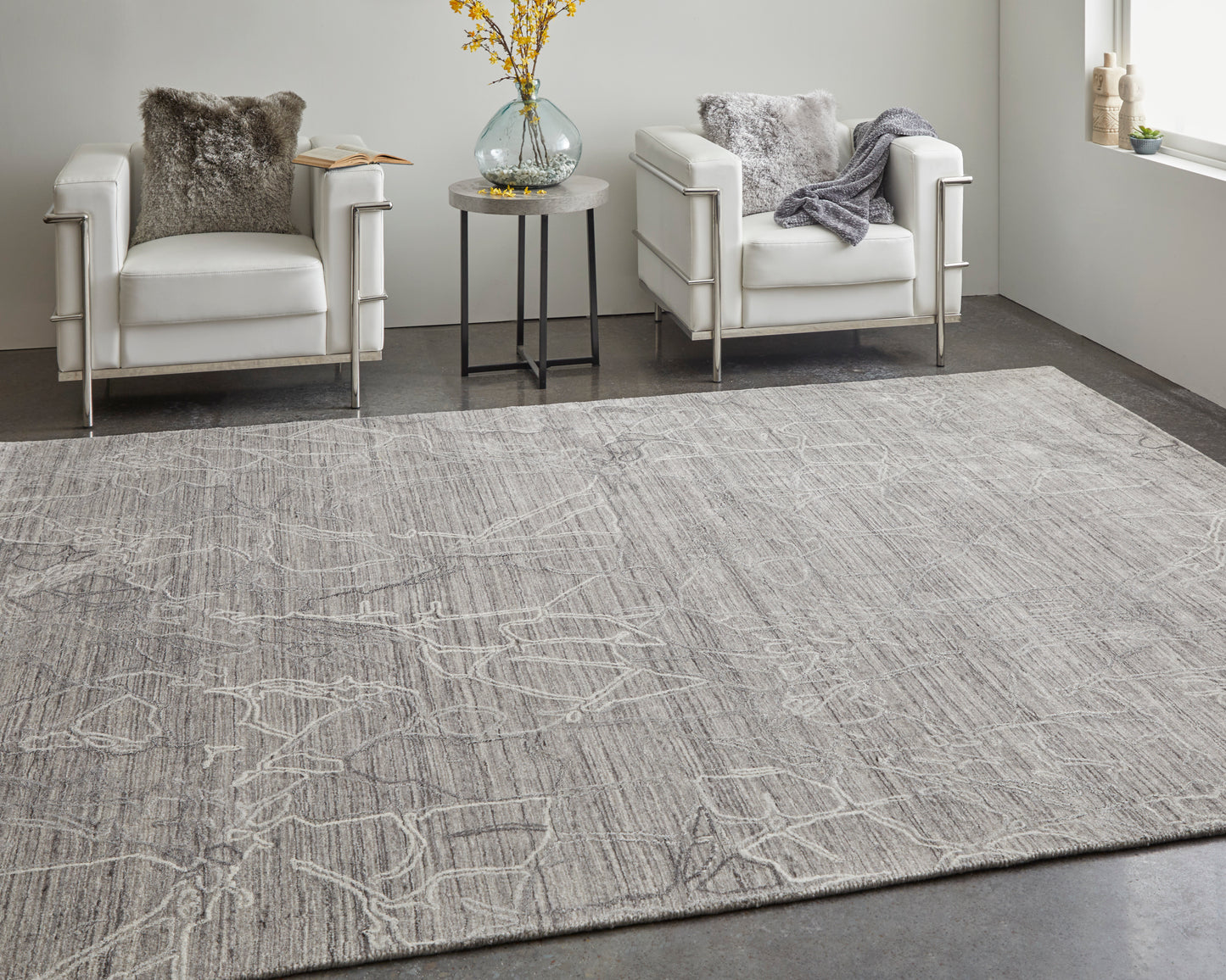 Whitton Modern/Industrial/Casual Gray/Tan/Ivory Accent Rug