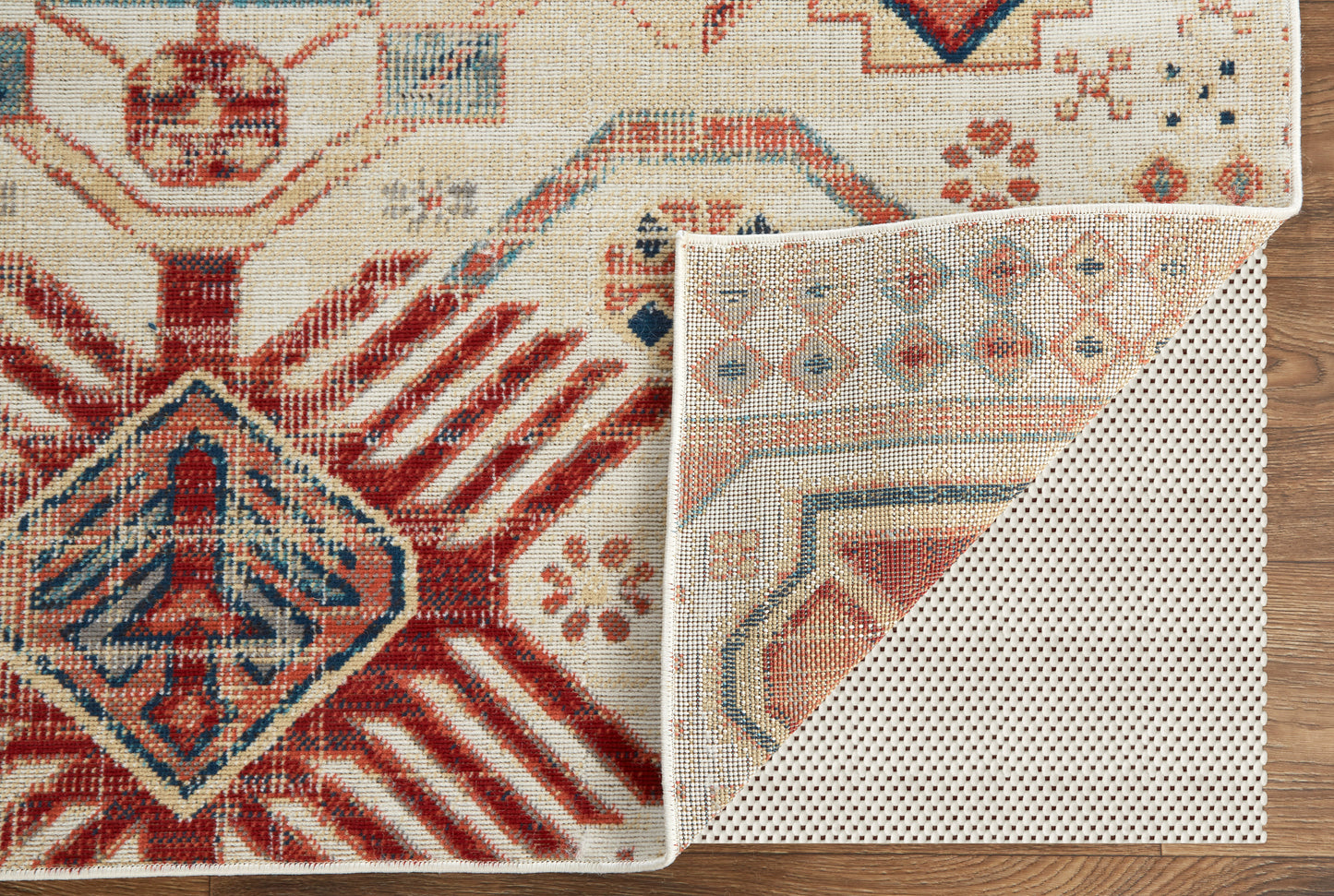 Nolan Transitional/Southwestern/Bohemian & Eclectic Southwestern/Diamond/Moroccan Ivory/Red/Tan - Feizy Rug