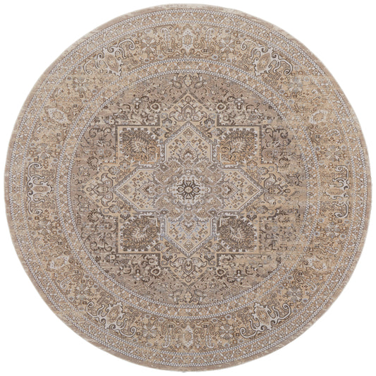 Celene Traditional/Vintage/Casual Brown/Ivory/Tan Round Rug  Feizy Rugs Small Parcel,Feizy Rugs,Celene,Brown/Ivory/Tan,7'9" x 7'9" Round,Round Rug,Viscose/Polyester,Traditional/Vintage/Casual,Turkey