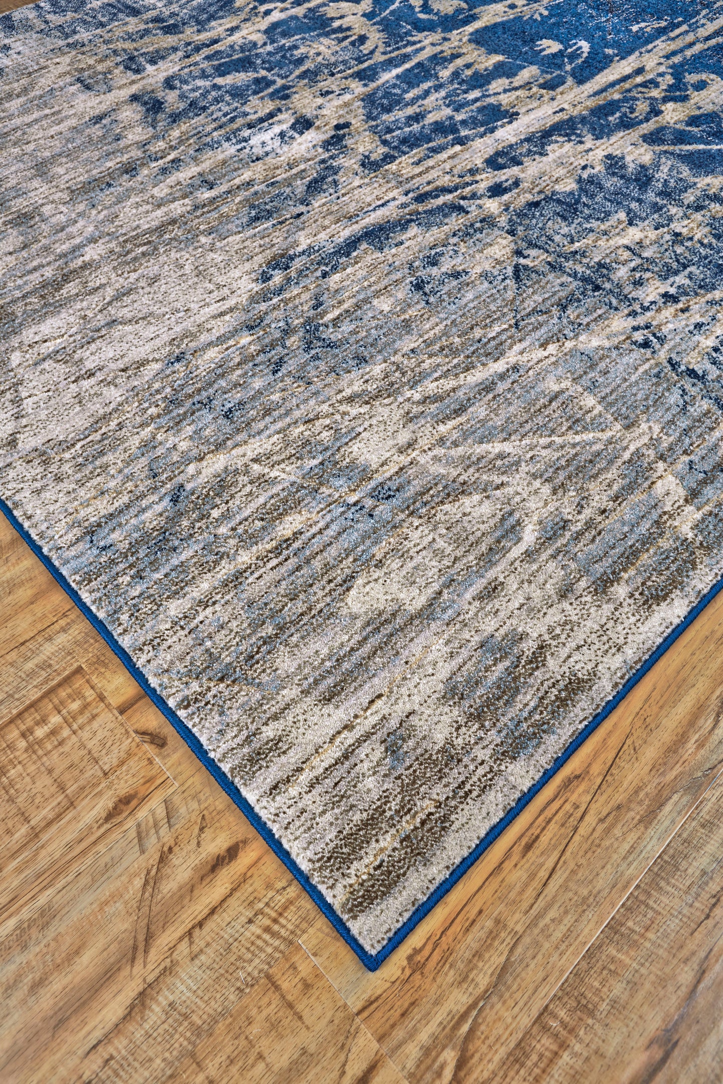 Milton Modern/Casual Abstract/Floral & Botanical/Distressed Blue/Black/Gray - Feizy Rug