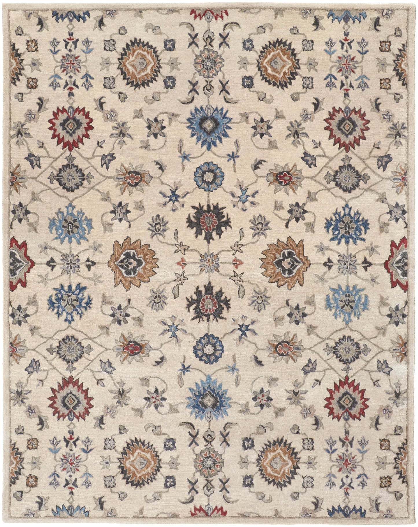 Rylan Transitional/Casual/Classic Ivory/Blue/Tan Area Rug