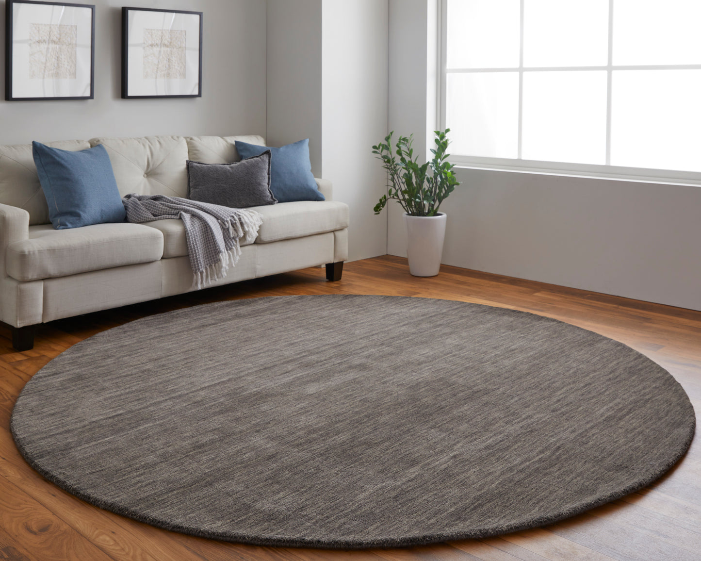 Luna Modern/Casual Solid Brown/Taupe - Feizy Rug