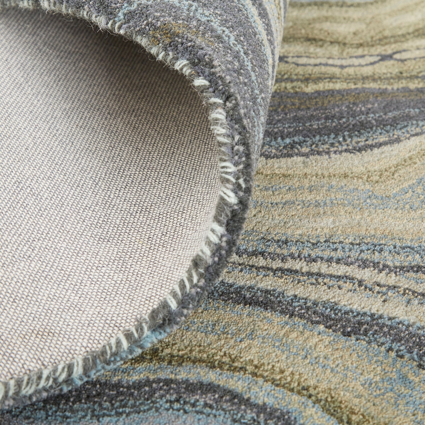 Amira Transitional/Industrial/Casual Abstract/Watercolor Blue/Ivory/Green - Feizy Rug