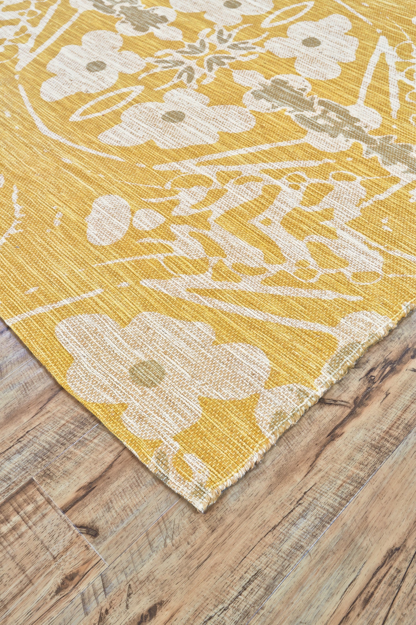 Coronado Modern/Casual/Bohemian & Eclectic Floral & Botanical/Medallion Yellow/Ivory/Taupe - Feizy Rug