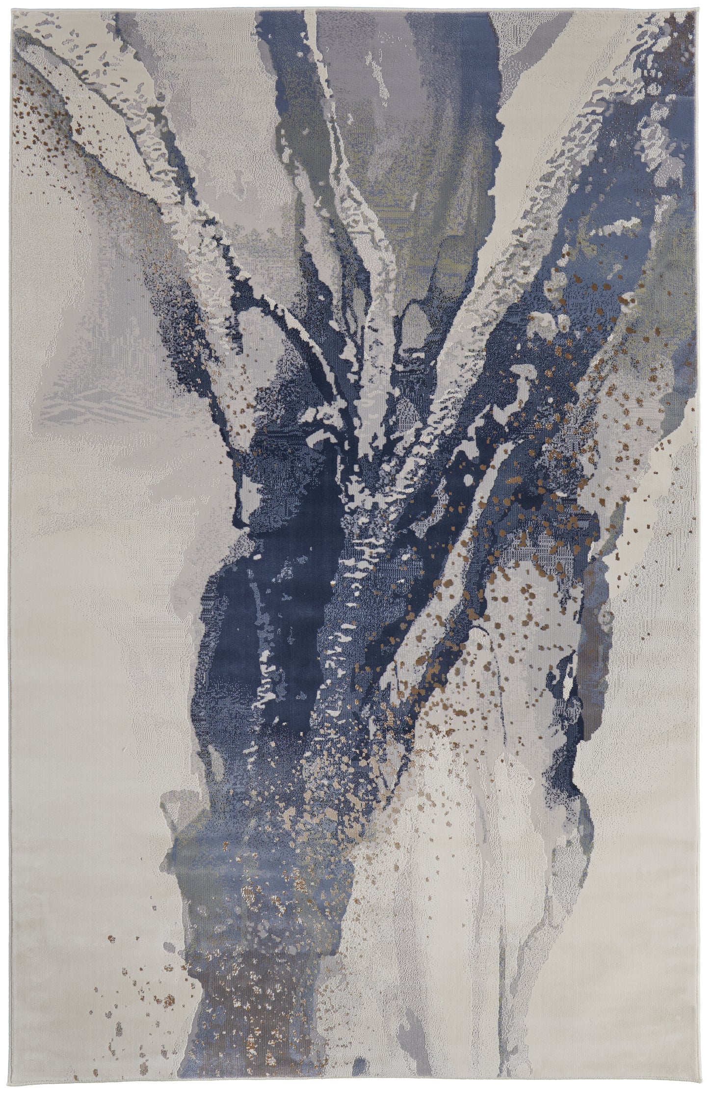 Mandana Modern/Bohemian & Eclectic Abstract/Watercolor Ivory/Blue - Feizy Rug