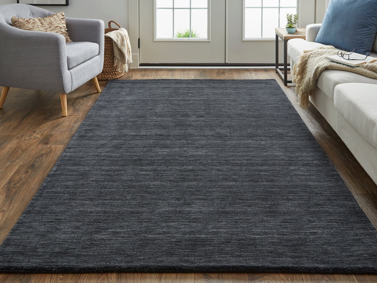 Luna Modern/Casual Solid Black - Feizy Rug