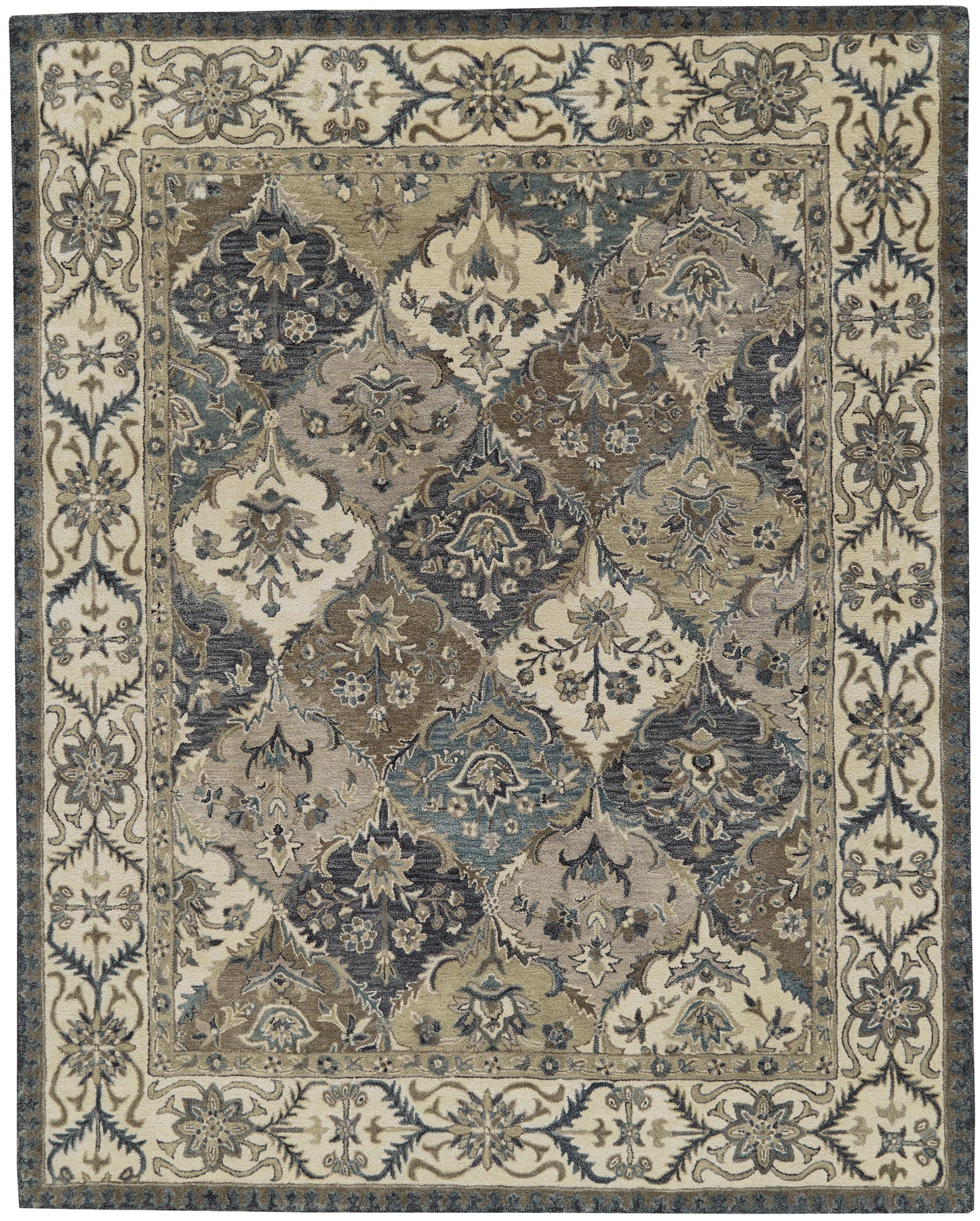 Eaton Traditional/French & Victorian Bordered/Damask/Floral & Botanical Blue/Gray/Taupe - Feizy Rug
