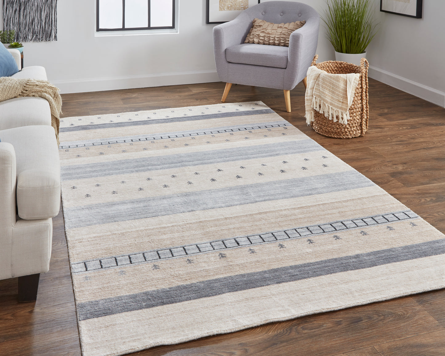 Legacy Transitional/Cabin & Lodge/Casual Stripes/Distressed/Southwestern Ivory/Tan/Gray - Feizy Rug