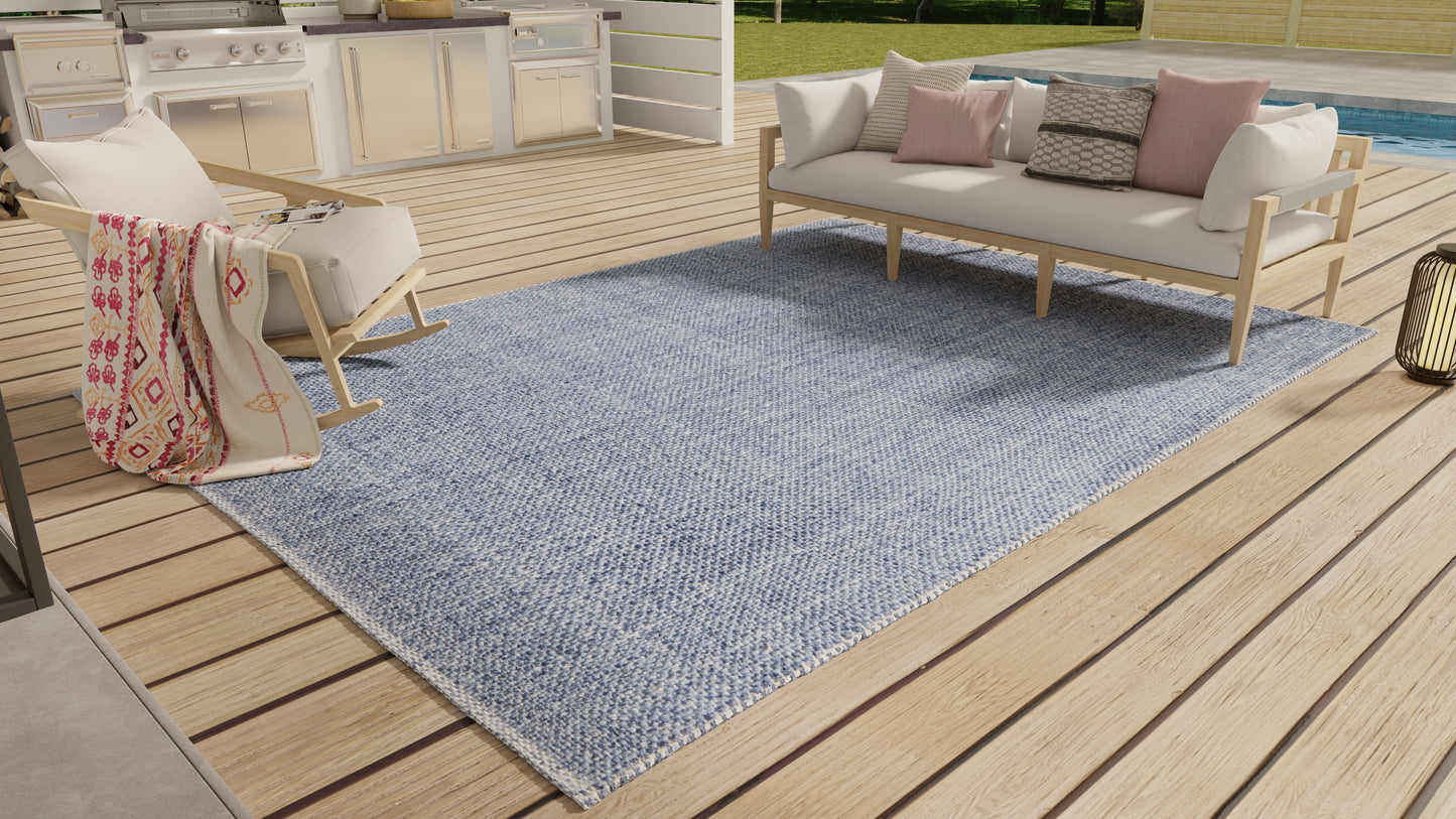 Naples Transitional/Casual/Nautical & Coastal Solid/Stripes Blue - Feizy Rug