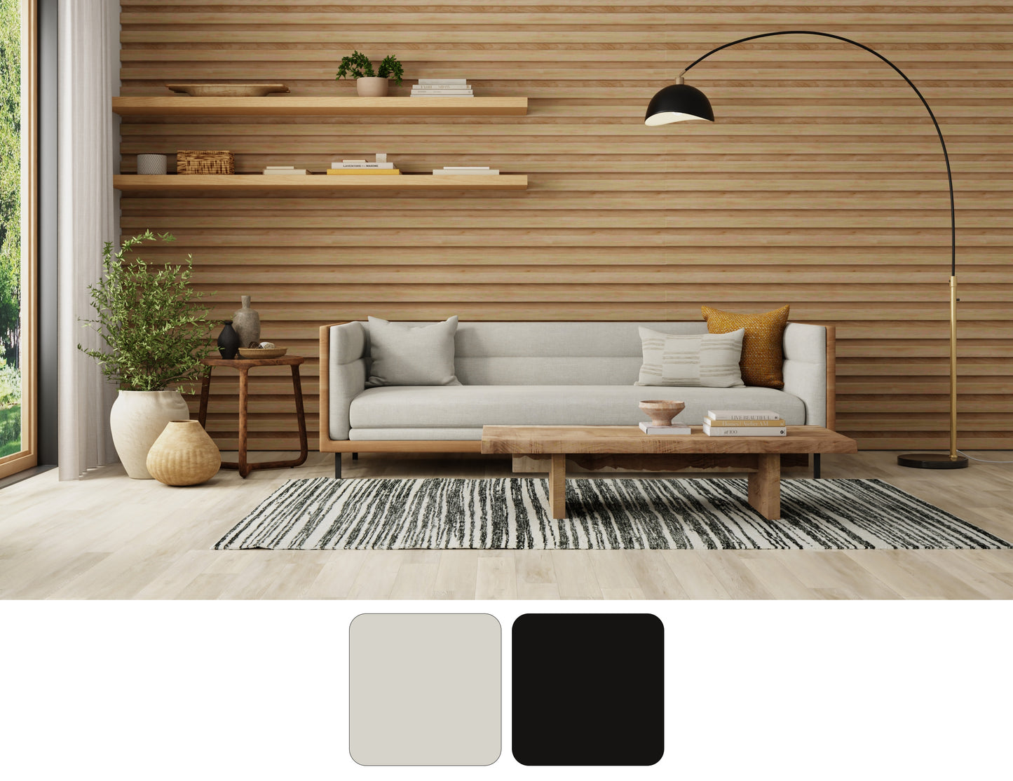 Colton Modern/Industrial Abstract/Stripes/Distressed Black/Ivory - Feizy Rug