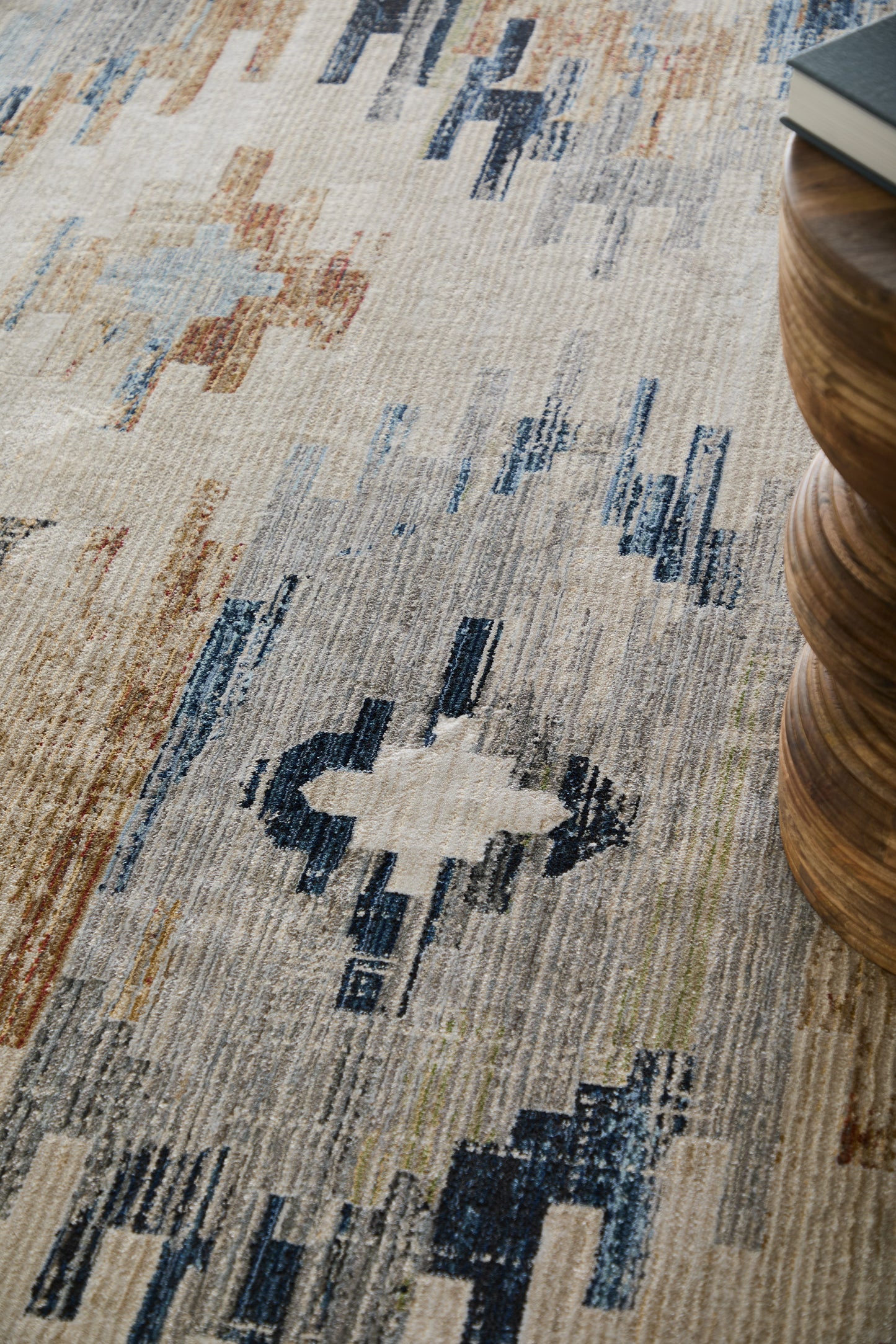 Melrose Traditional Diamond/Southwestern Ivory/Blue/Brown - Feizy Rug