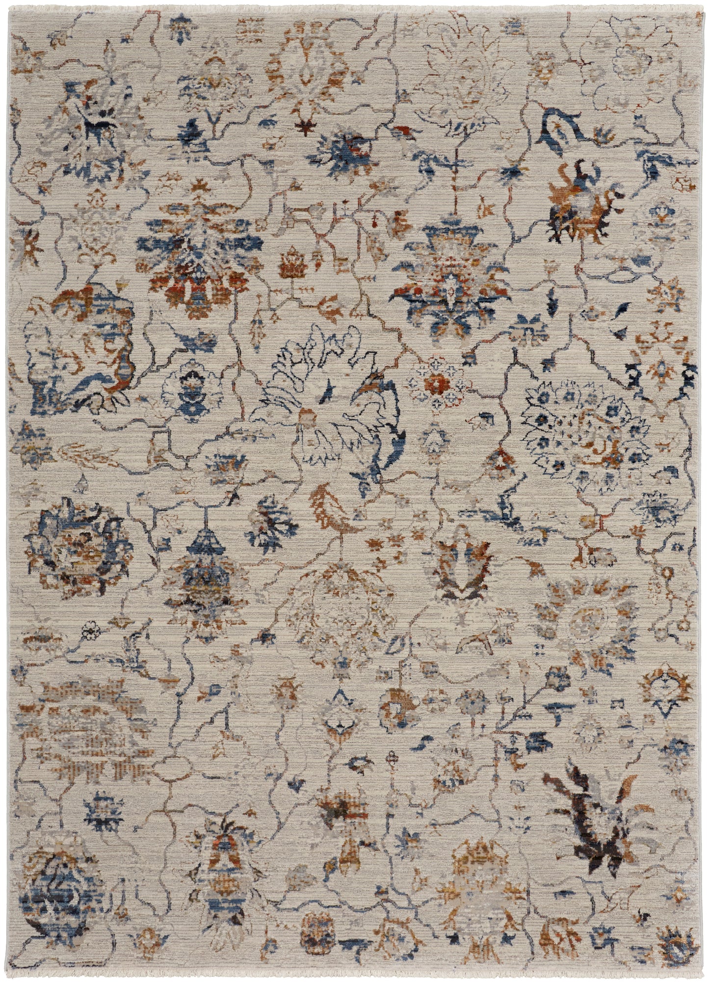 Kaia Transitional/Casual/Bohemian & Eclectic Ivory/Orange/Blue Accent Rug
