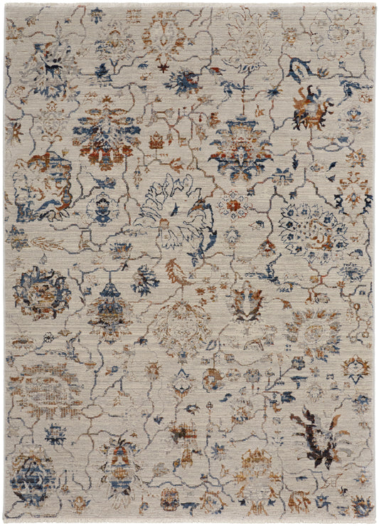 Kaia Transitional/Casual/Bohemian & Eclectic Ivory/Orange/Blue Area Rug