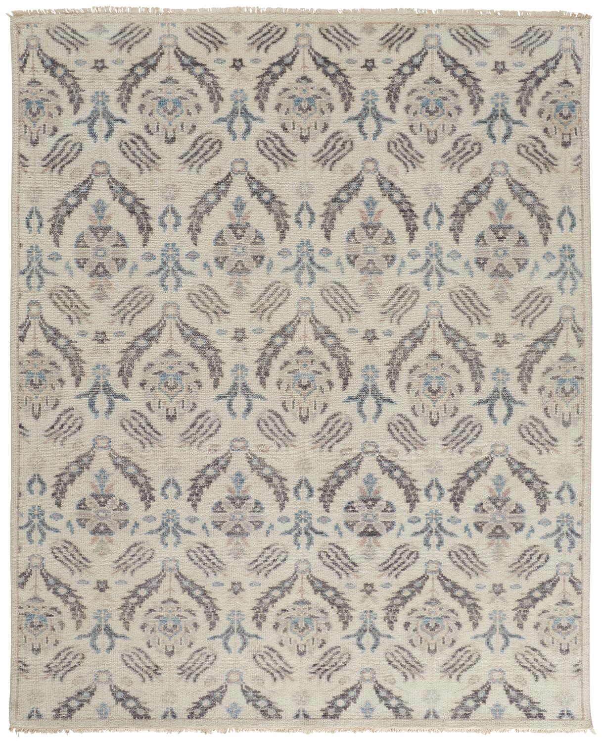 Beall Traditional/Casual Oriental/Floral & Botanical Ivory/Gray/Blue - Feizy Rug