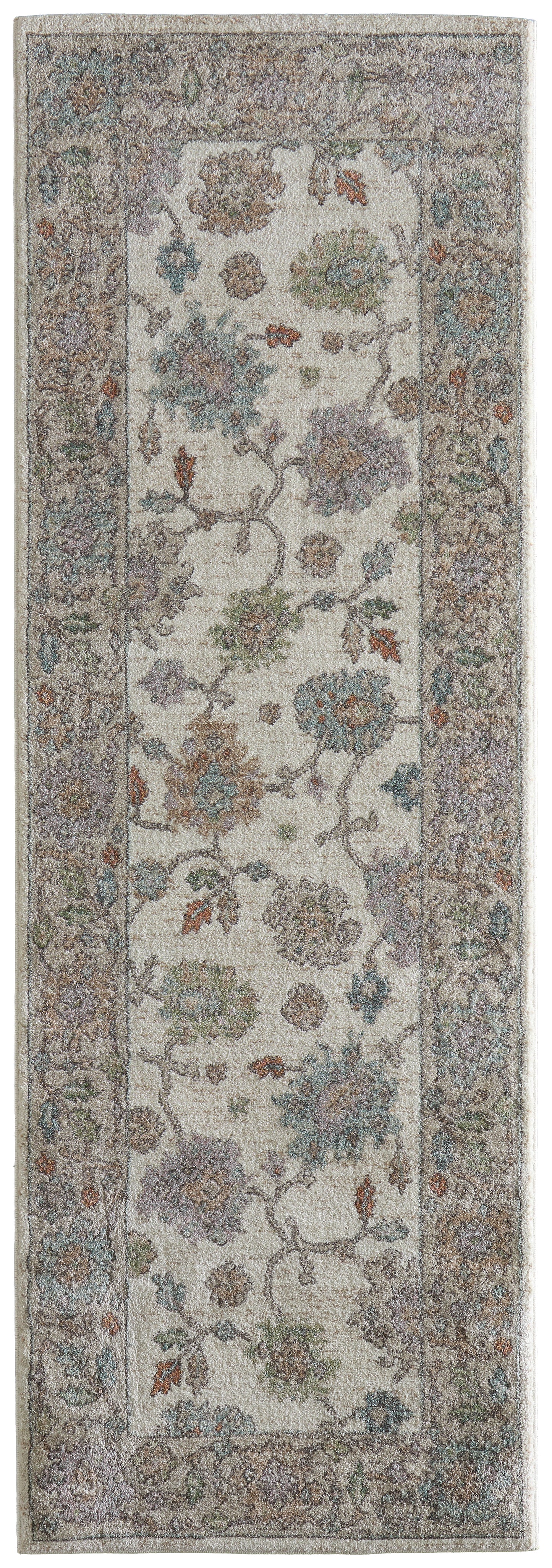 Dartmouth Transitional/Bohemian & Eclectic/Casual Floral & Botanical/Bordered/Distressed Ivory/Brown/Blue - Feizy Rug