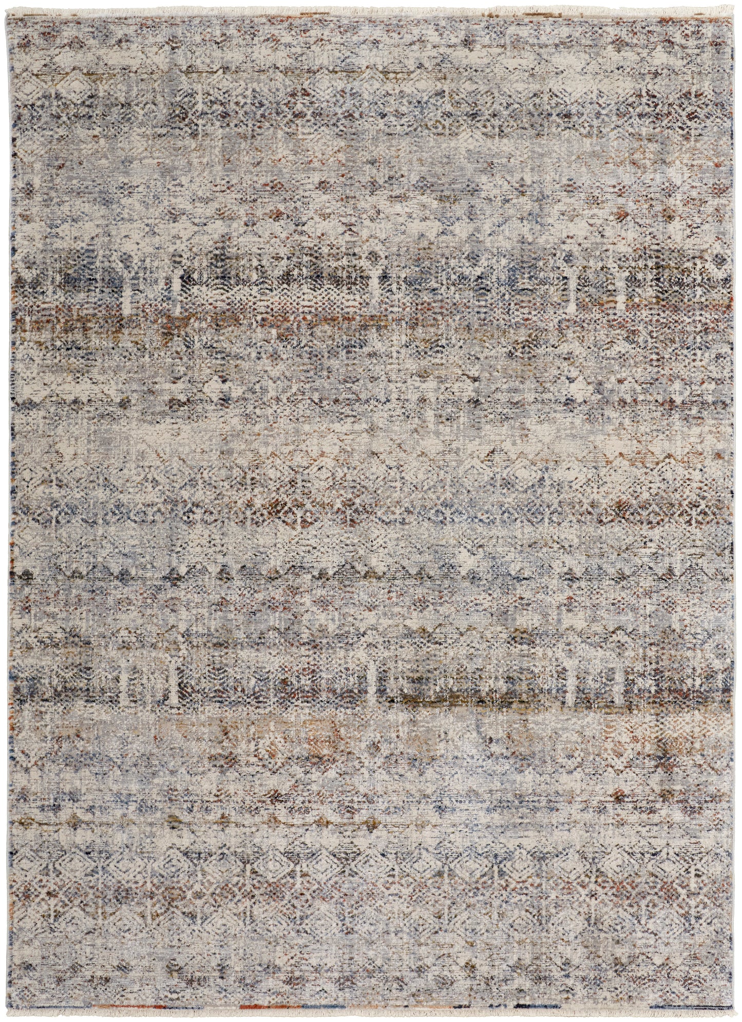 Kaia Transitional/Rustic/Farmhouse Tan/Ivory/Blue Accent Rug