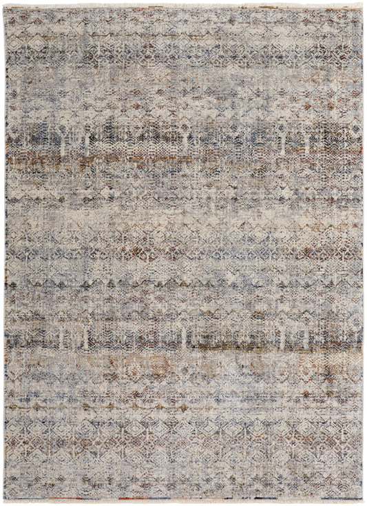 Kaia Transitional/Rustic/Farmhouse Tan/Ivory/Blue Accent Rug