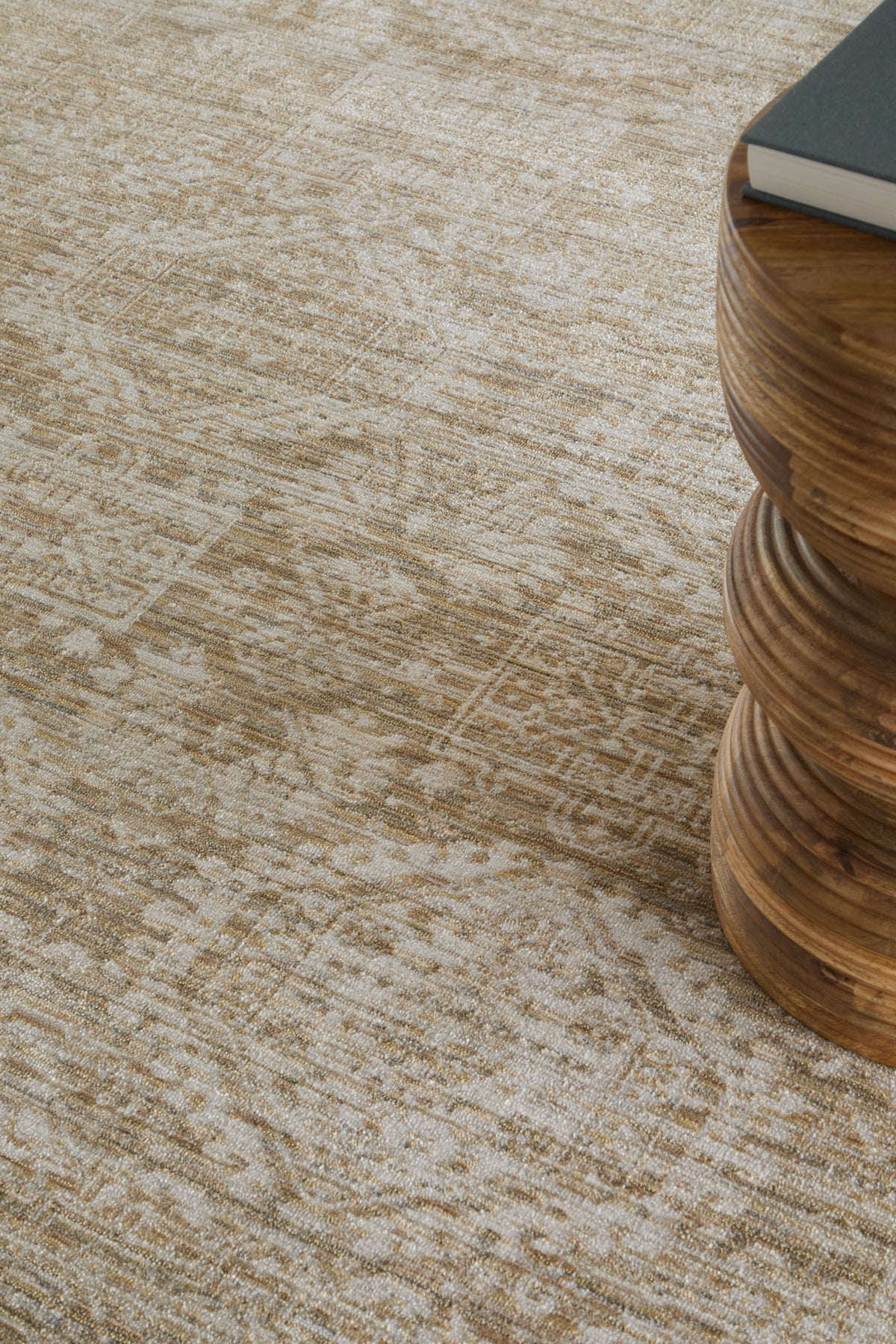 Augustine Traditional/Classic/Vintage Medallion/Bordered/Distressed Tan/Ivory - Feizy Rug