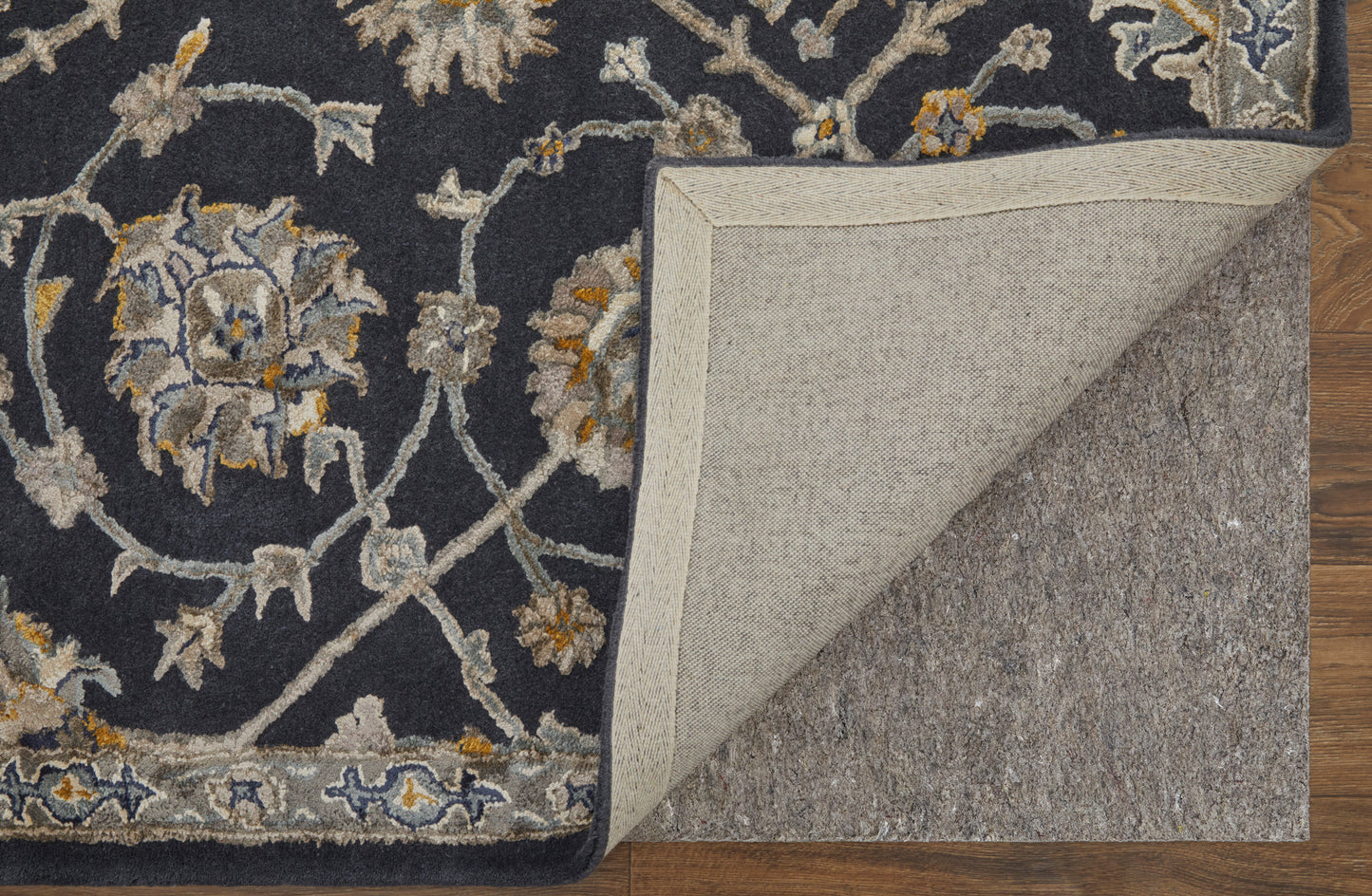 Prescott Traditional/Bohemian & Eclectic/French & Victorian Floral & Botanical/Scroll/Paisley Blue/Silver/Gray - Feizy Rug