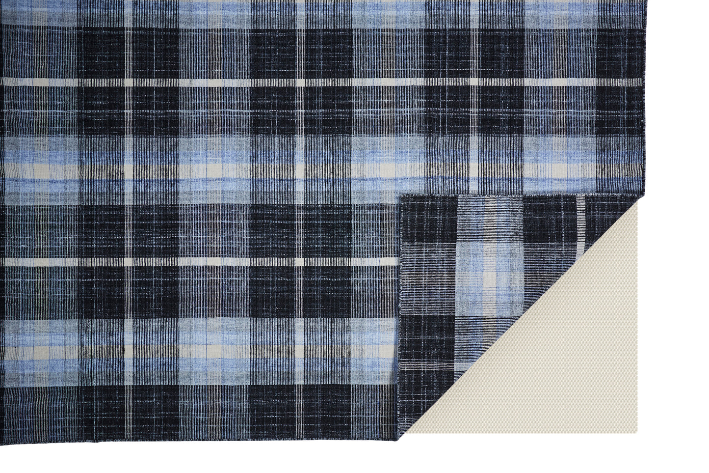 Crosby Transitional/Rustic Plaid Black/Blue/White - Feizy Rug