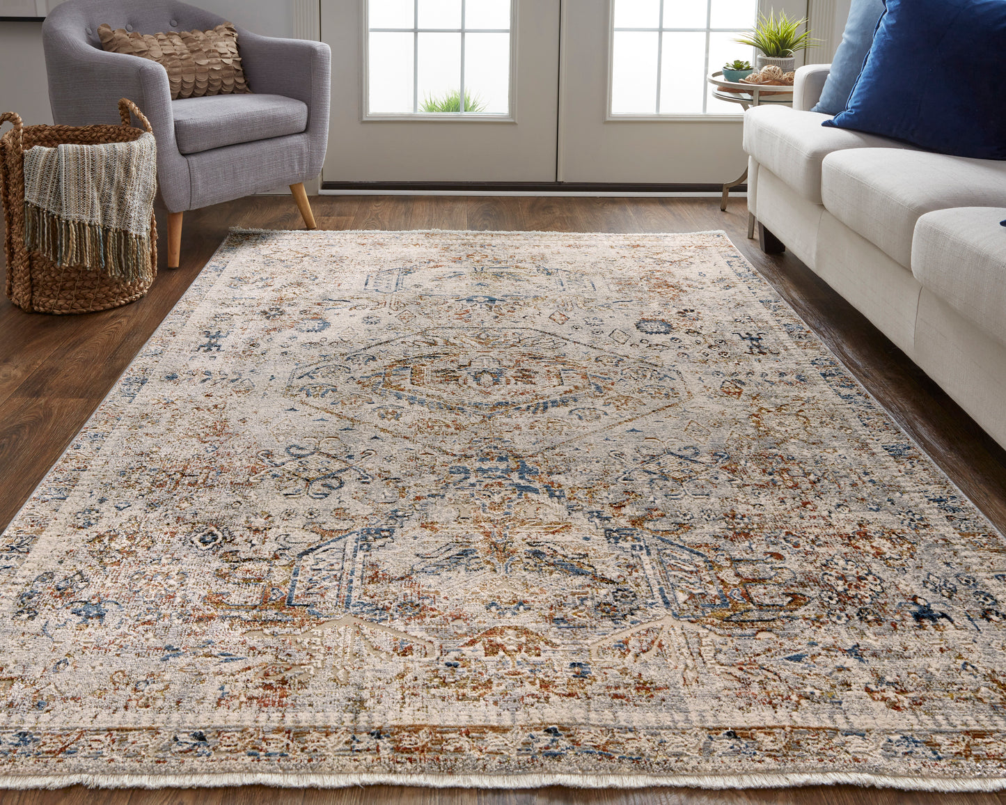 Kaia Transitional/Vintage/Classic Tan/Orange/Red Area Rug