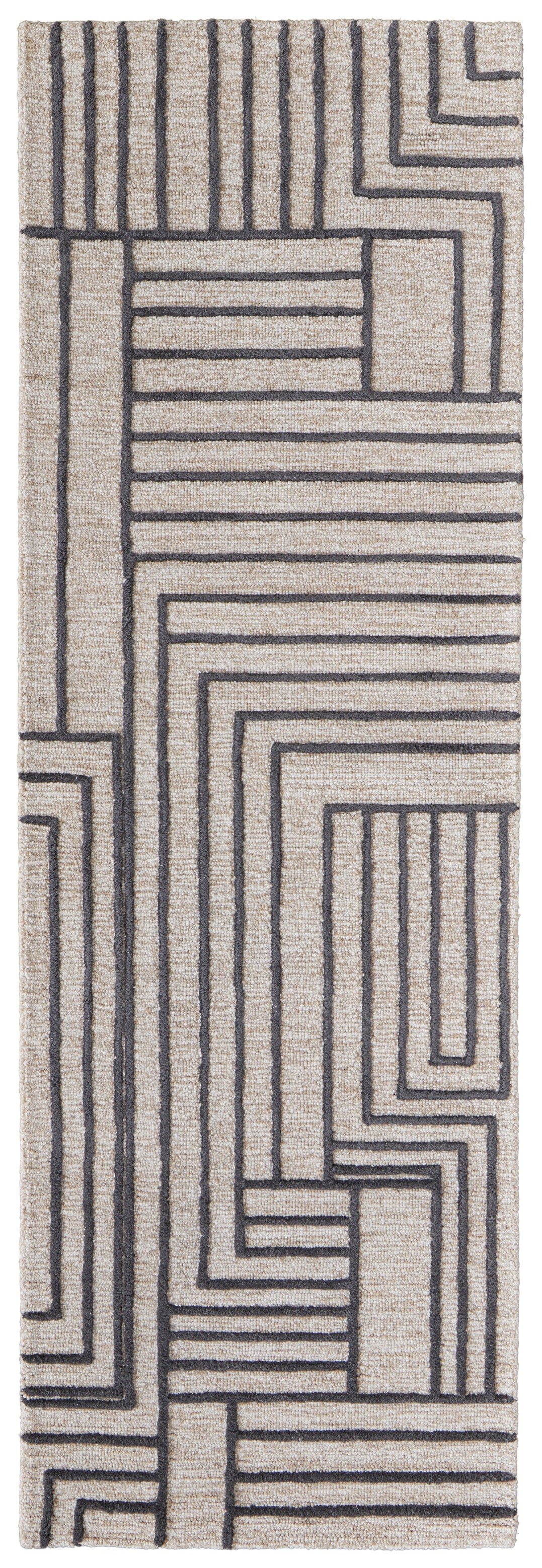 Gansett Modern/Casual Geometric/Stripes Tan/Brown - Feizy Rug
