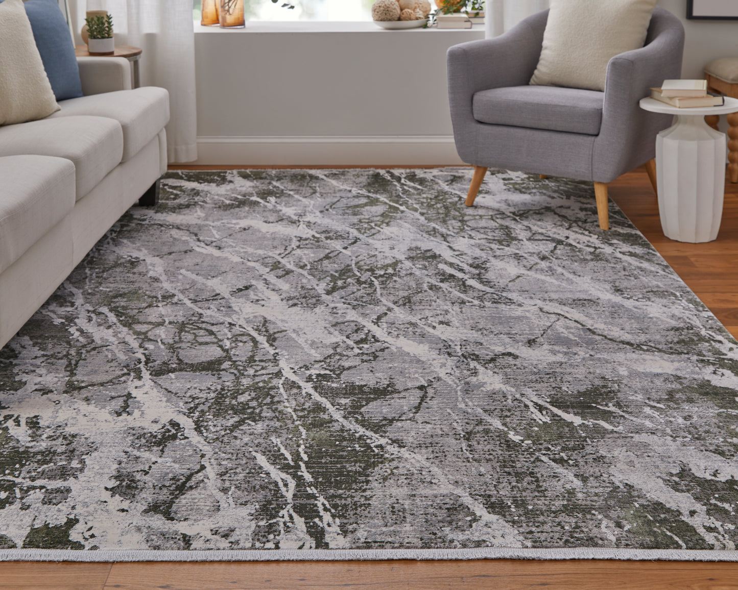 Cadiz Modern/Bohemian & Eclectic Gray/Green/Taupe Area Rug
