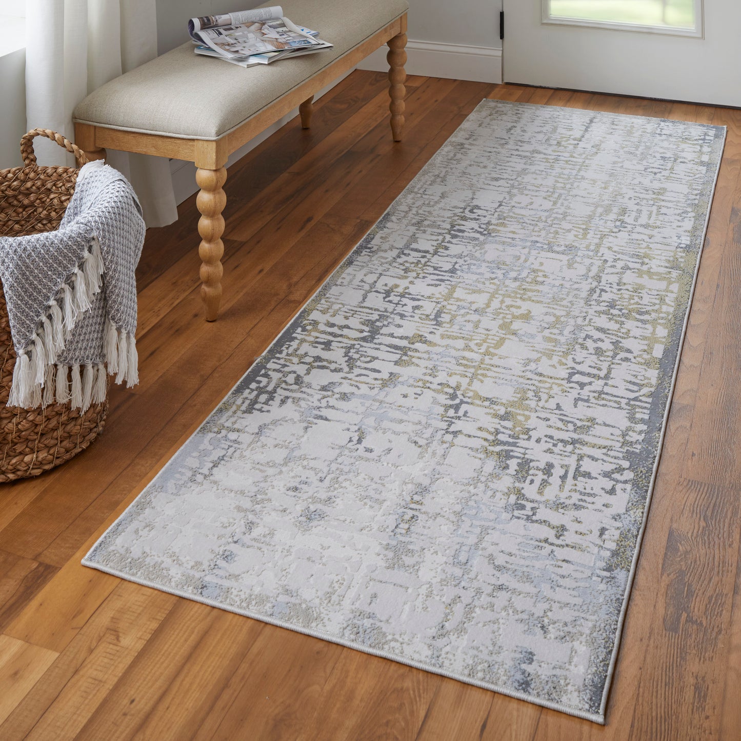 Waldor Modern/Industrial Ivory/Gray Runner  Feizy Rugs Small Parcel,Feizy Rugs,Waldor,Ivory/Gray,2'10" x 7'10",Runner,Polypropylene/Polyester,Modern/Industrial,Turkey