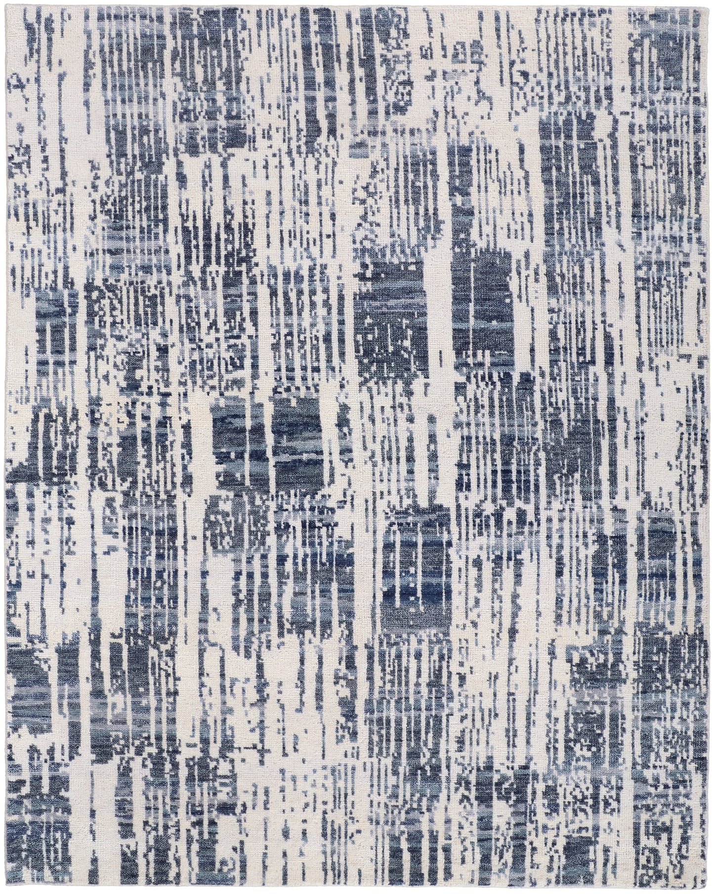Roxford Transitional/Industrial Abstract Ivory/Blue - Feizy Rug