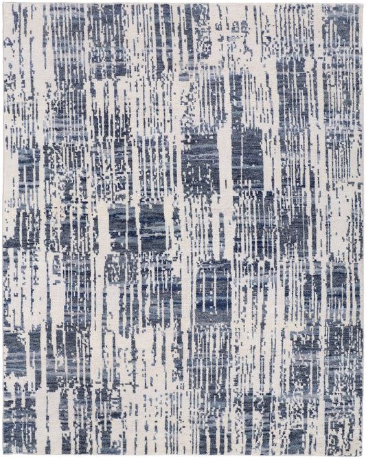 Roxford Transitional/Industrial Abstract Ivory/Blue - Feizy Rug