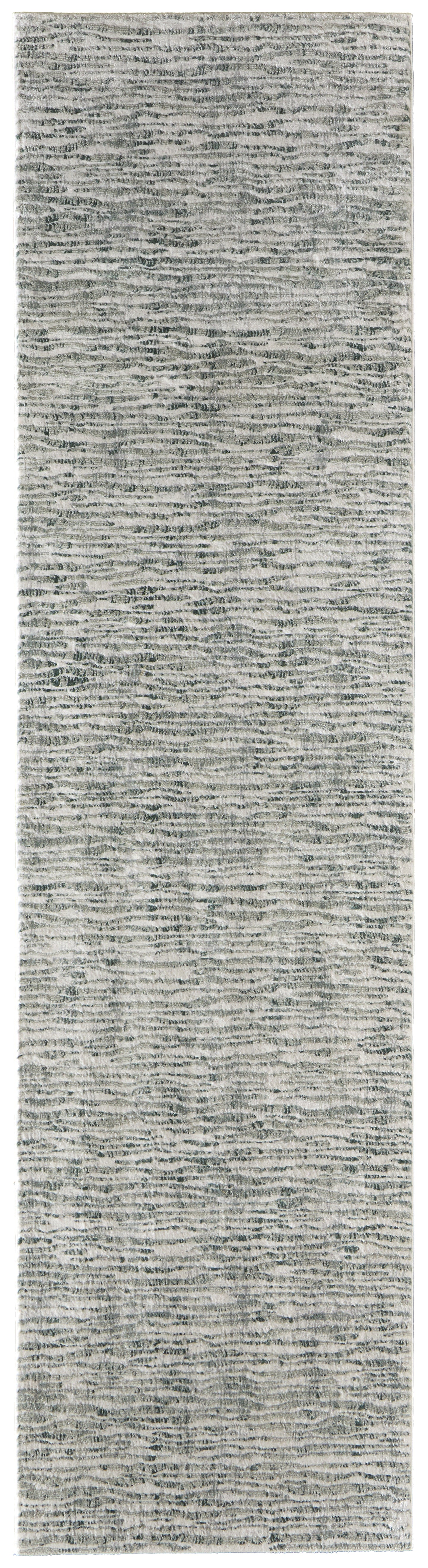 Atwell Transitional/Industrial/Casual Abstract/Stripes/Distressed Gray/Green/Ivory - Feizy Rug