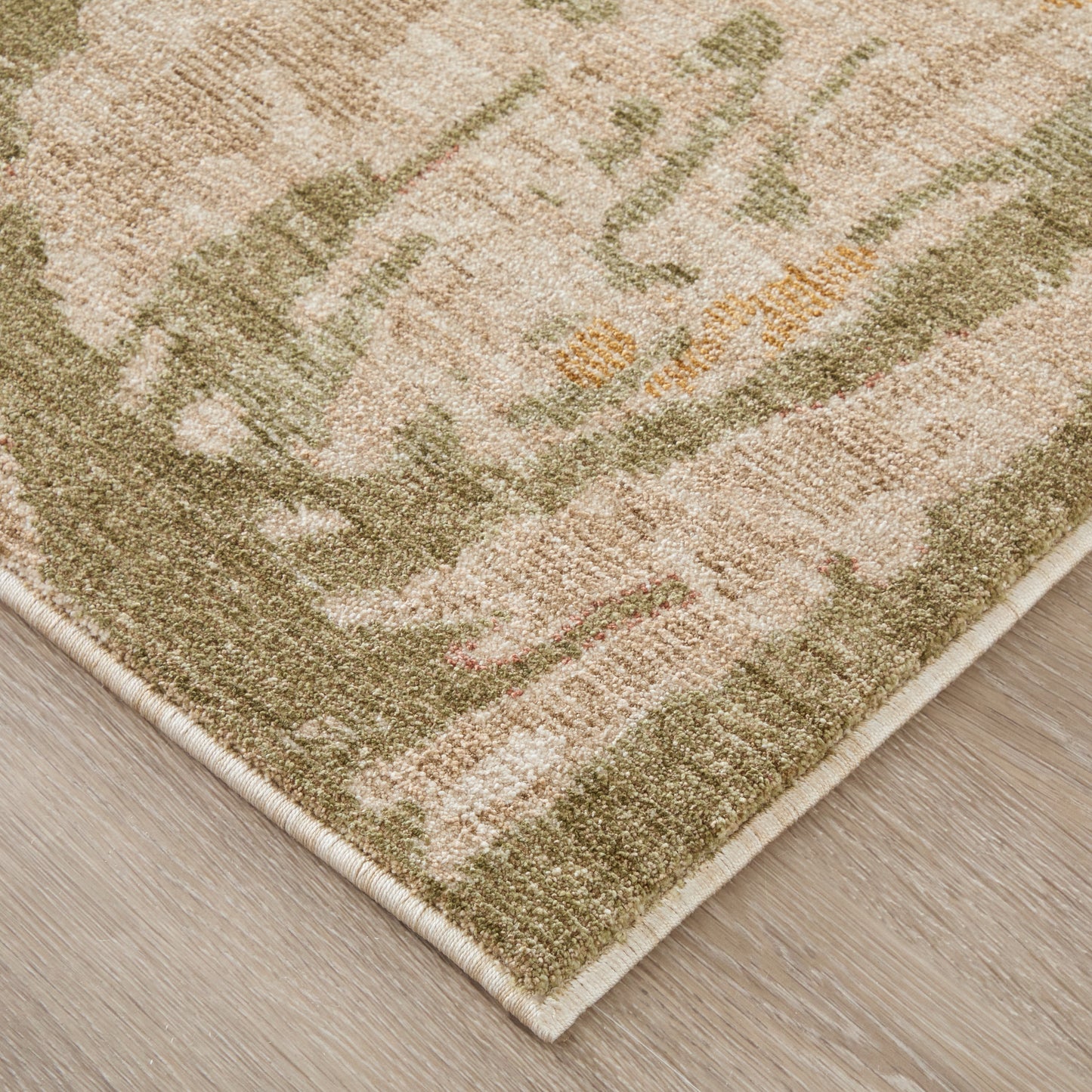 Pearson Modern/Bohemian & Eclectic Abstract/Watercolor/Distressed Ivory/Green/Tan - Feizy Rug