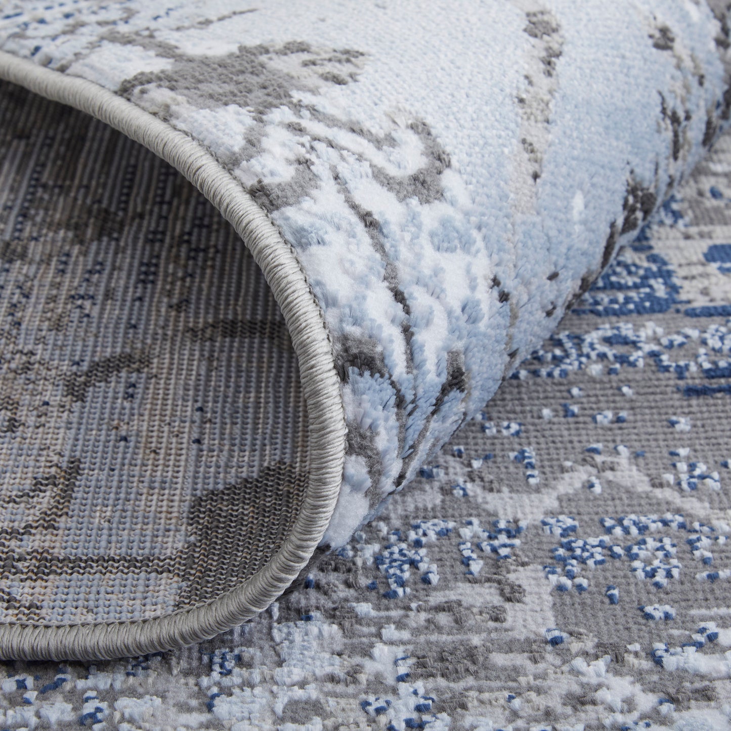 Gaspar Modern/Bohemian & Eclectic/Rustic Damask/Distressed Blue/Gray/Taupe - Feizy Rug