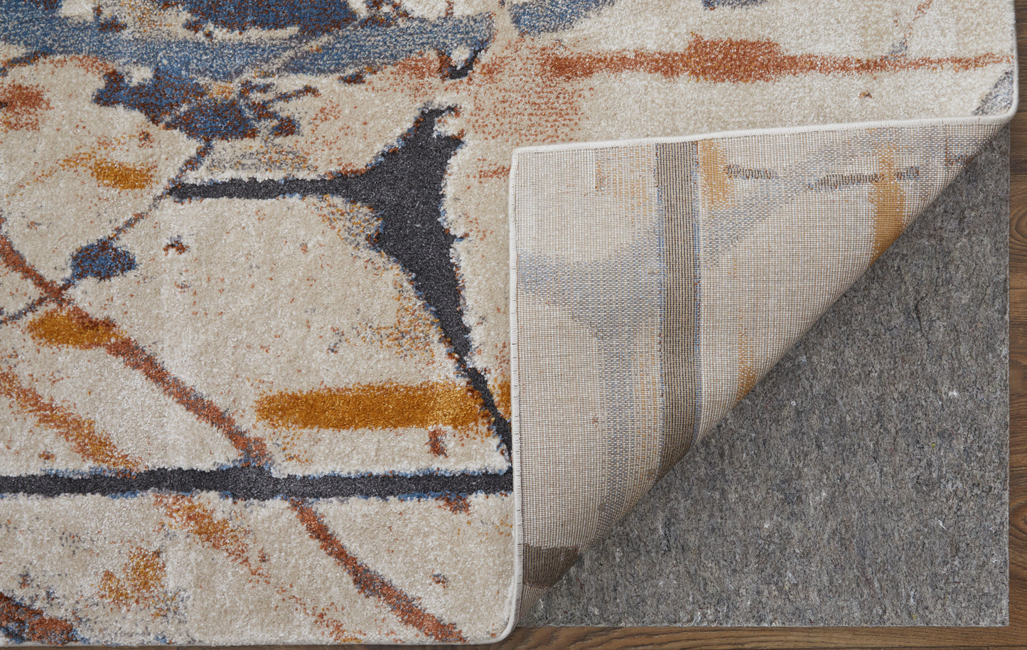 Gilmore Modern/Bohemian & Eclectic Watercolor/Abstract Blue/Orange/Gray - Feizy Rug