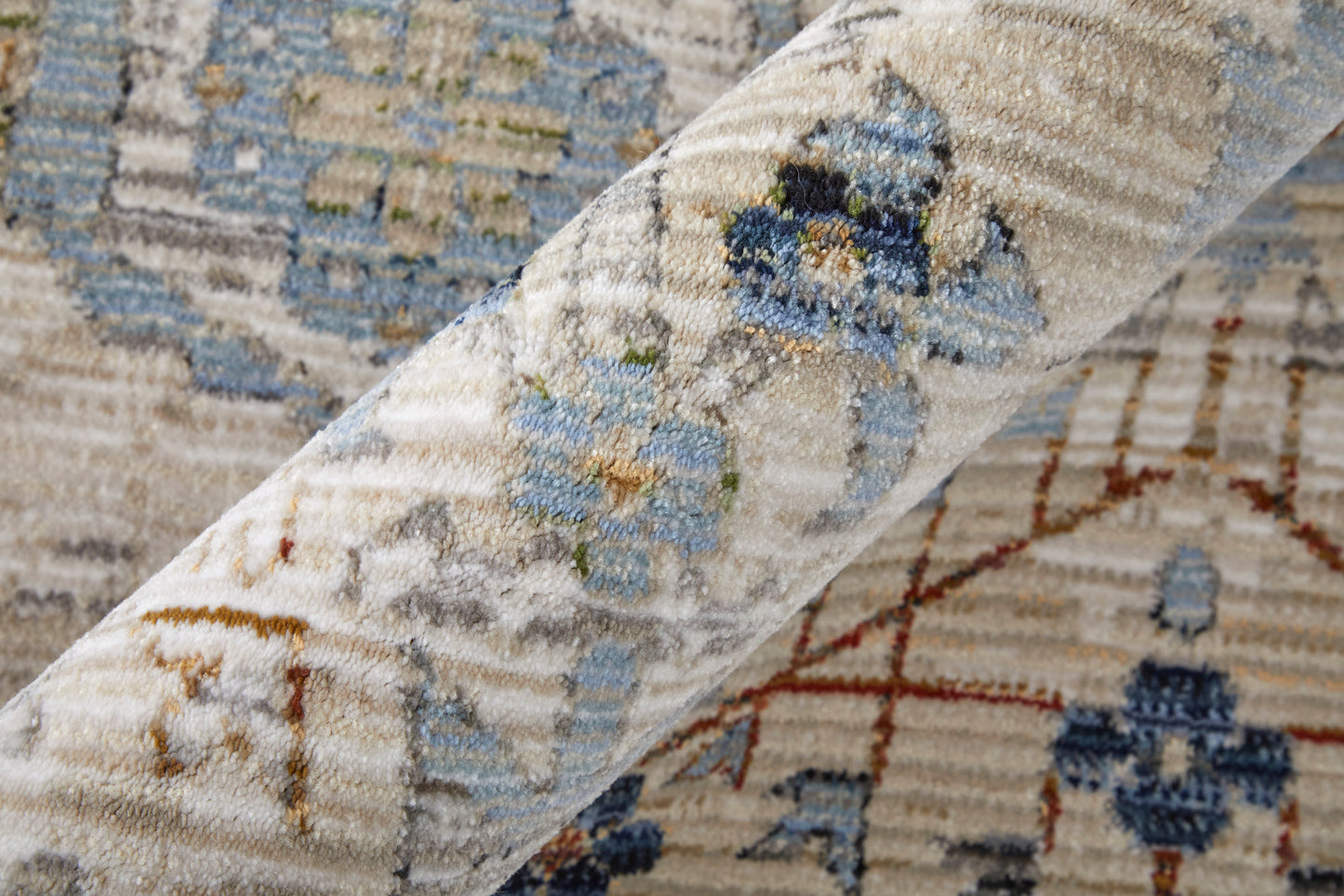 Melrose Traditional/Persian/Classic Floral & Botanical/Trellis & Lattice Tan/Blue/Red - Feizy Rug