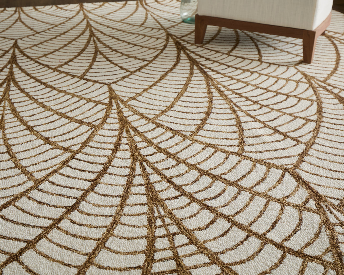 Wallace Modern/Bohemian & Eclectic/Luxury & Glam Ikat/Geometric White/Brown - Feizy Rug