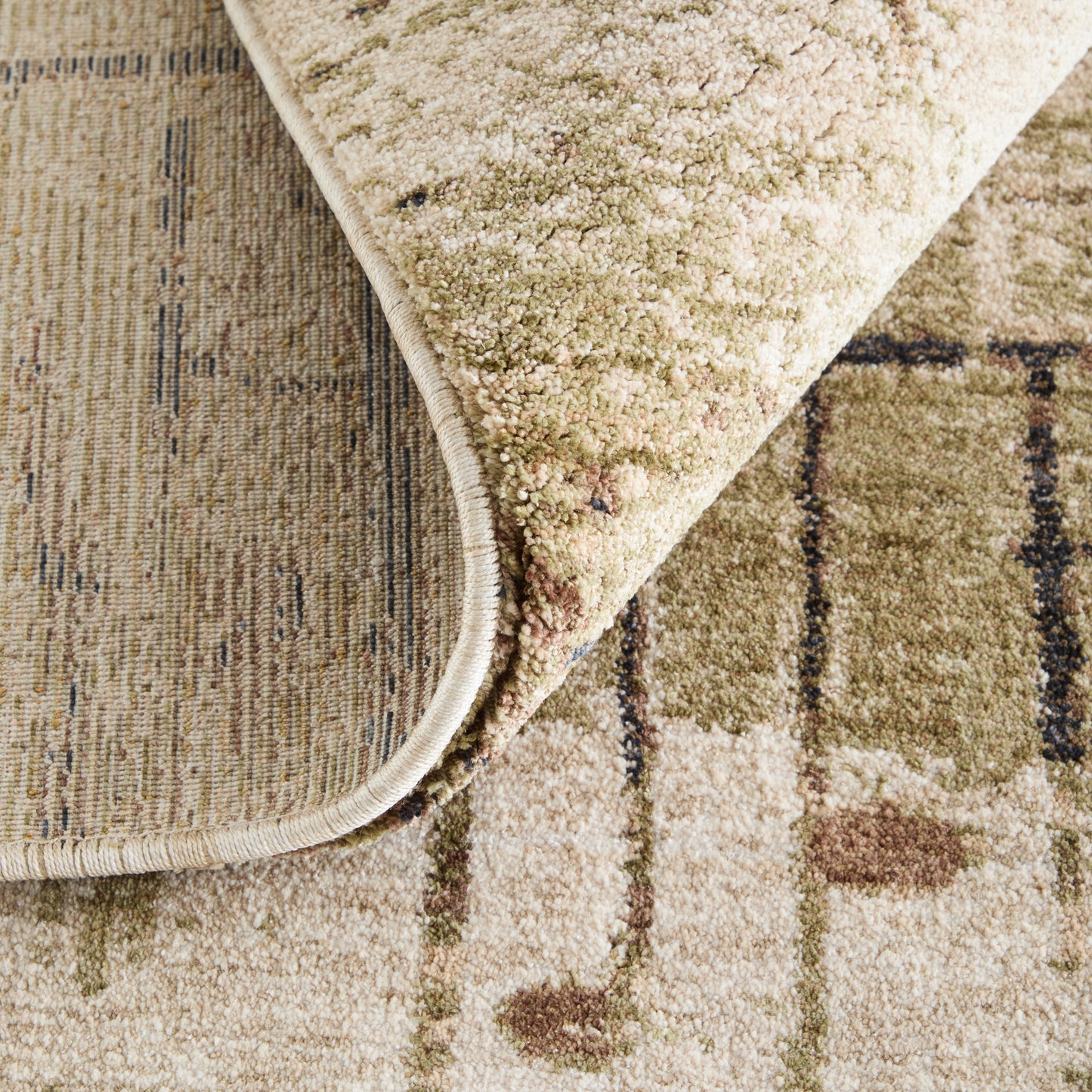 Pearson Modern/Industrial Abstract/Color Block/Distressed Ivory/Green/Brown - Feizy Rug