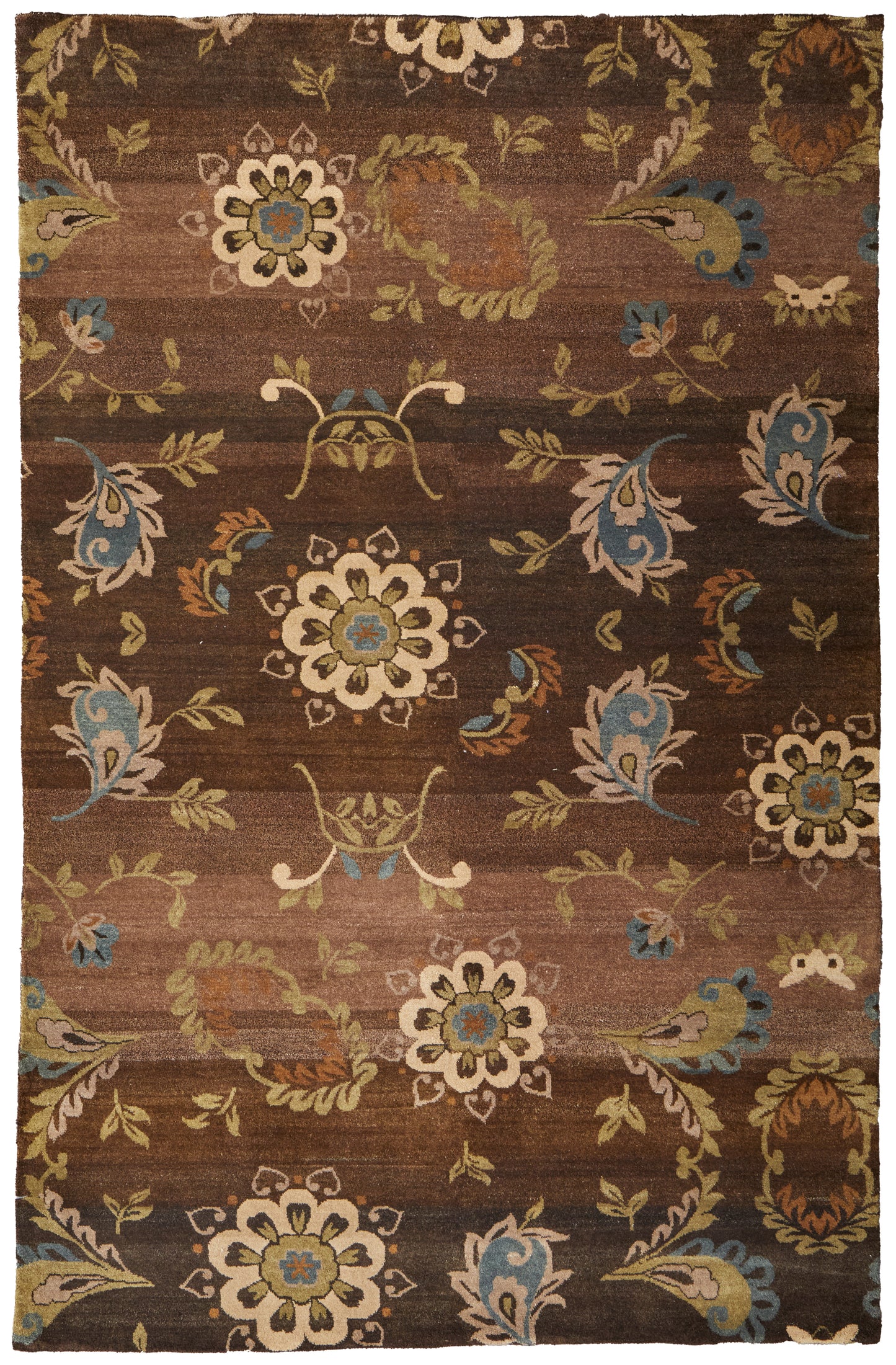 Amzad Transitional/Classic/Cottage Floral & Botanical/Paisley Brown/Tan/Green - Feizy Rug