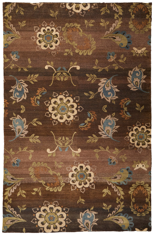 Amzad Transitional/Classic/Cottage Floral & Botanical/Paisley Brown/Tan/Green - Feizy Rug