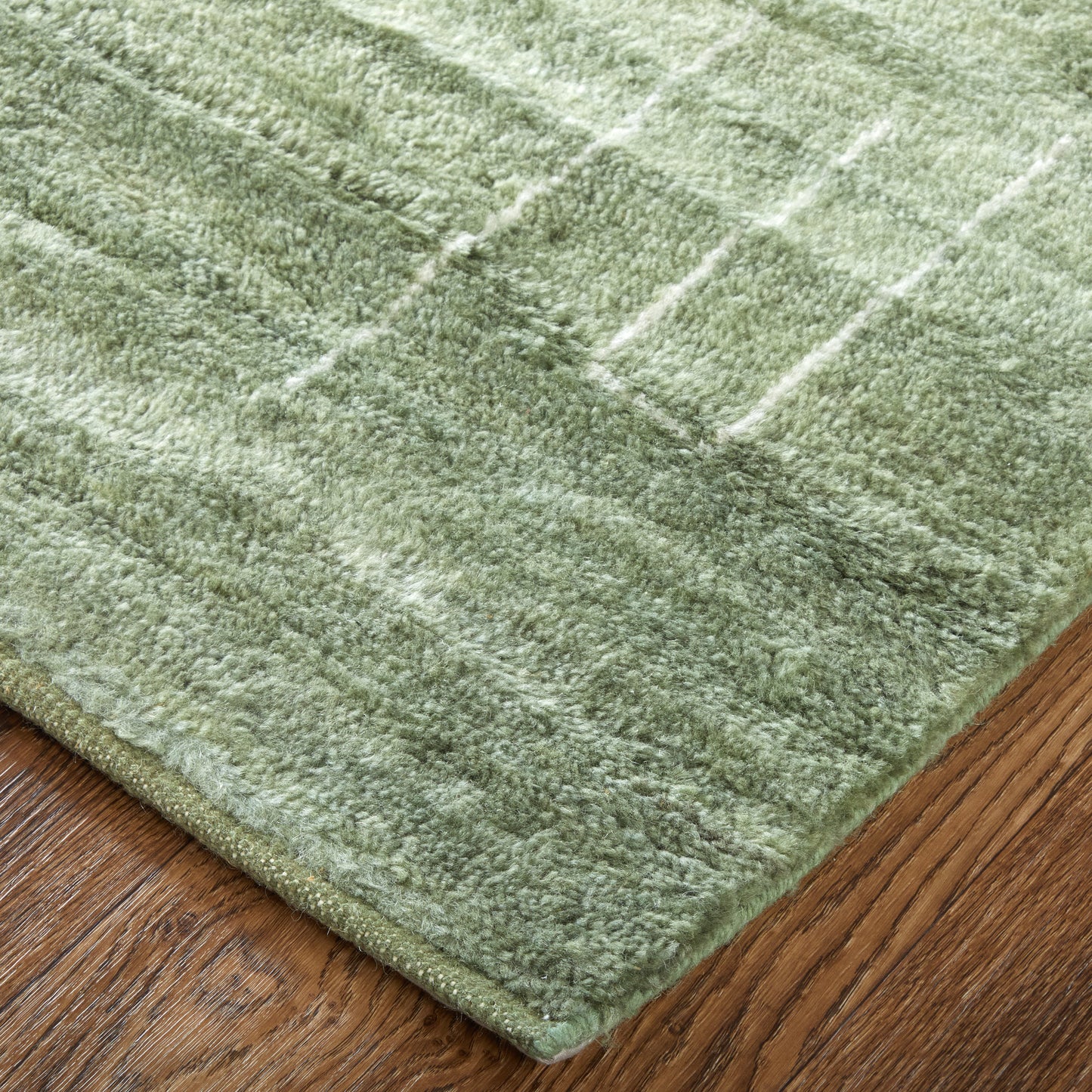 Agape Modern/Bohemian & Eclectic Abstract/Geometric Green/Ivory - Feizy Rug
