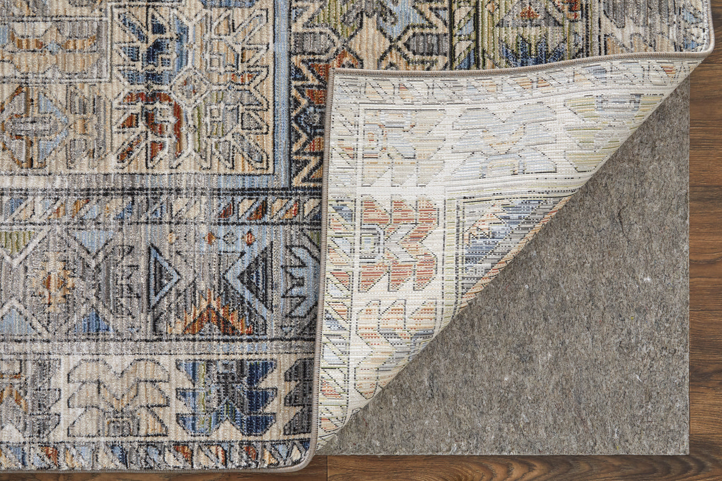 Melrose Transitional/Casual/Industrial Distressed/Medallion/Diamond Gray/Red/Blue - Feizy Rug