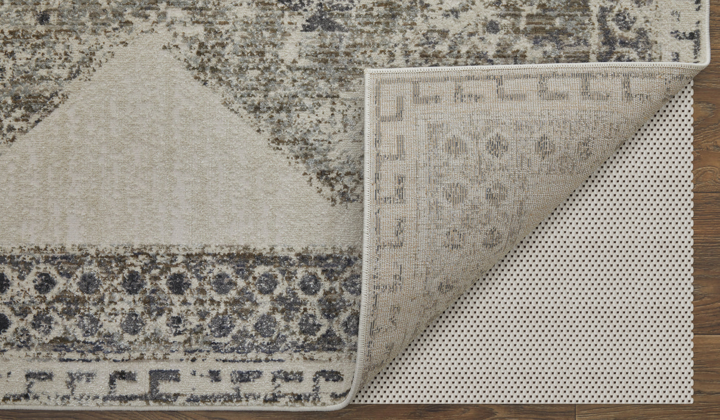Kano Transitional/Classic/Bohemian & Eclectic Ivory/Taupe/Gray Area Rug