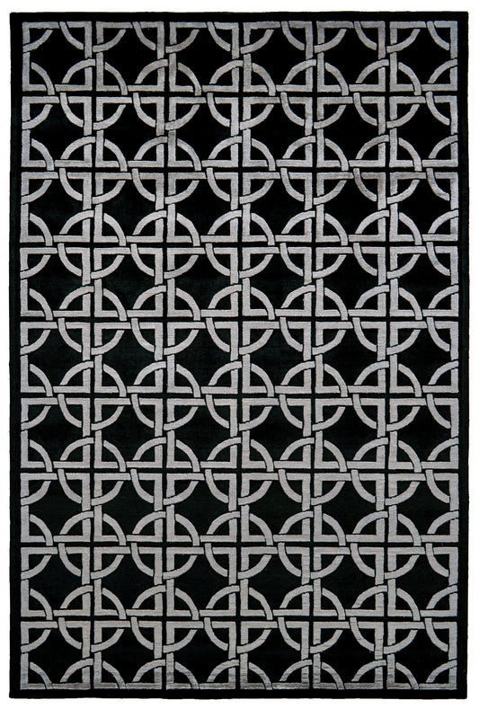 Dim Sum Modern/Global Abstract/Geometric Black/Silver - Feizy Rug