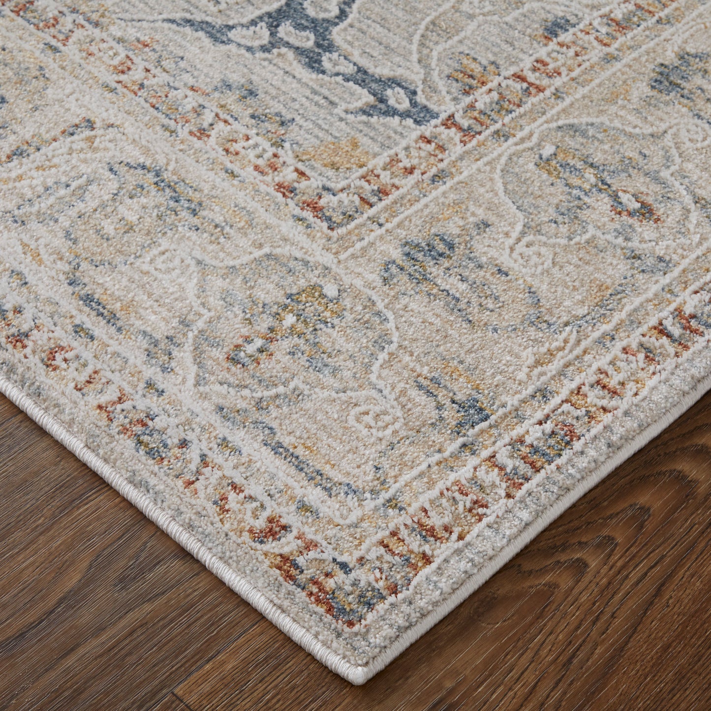 Pasha Transitional/Bohemian & Eclectic/Craftsman Ivory/Blue/Taupe Accent Rug  Feizy Rugs Small Parcel,Feizy Rugs,Pasha,Ivory/Blue/Taupe,2' x 3',Accent Rug,Polyester,Transitional/Bohemian & Eclectic/Craftsman,Turkey