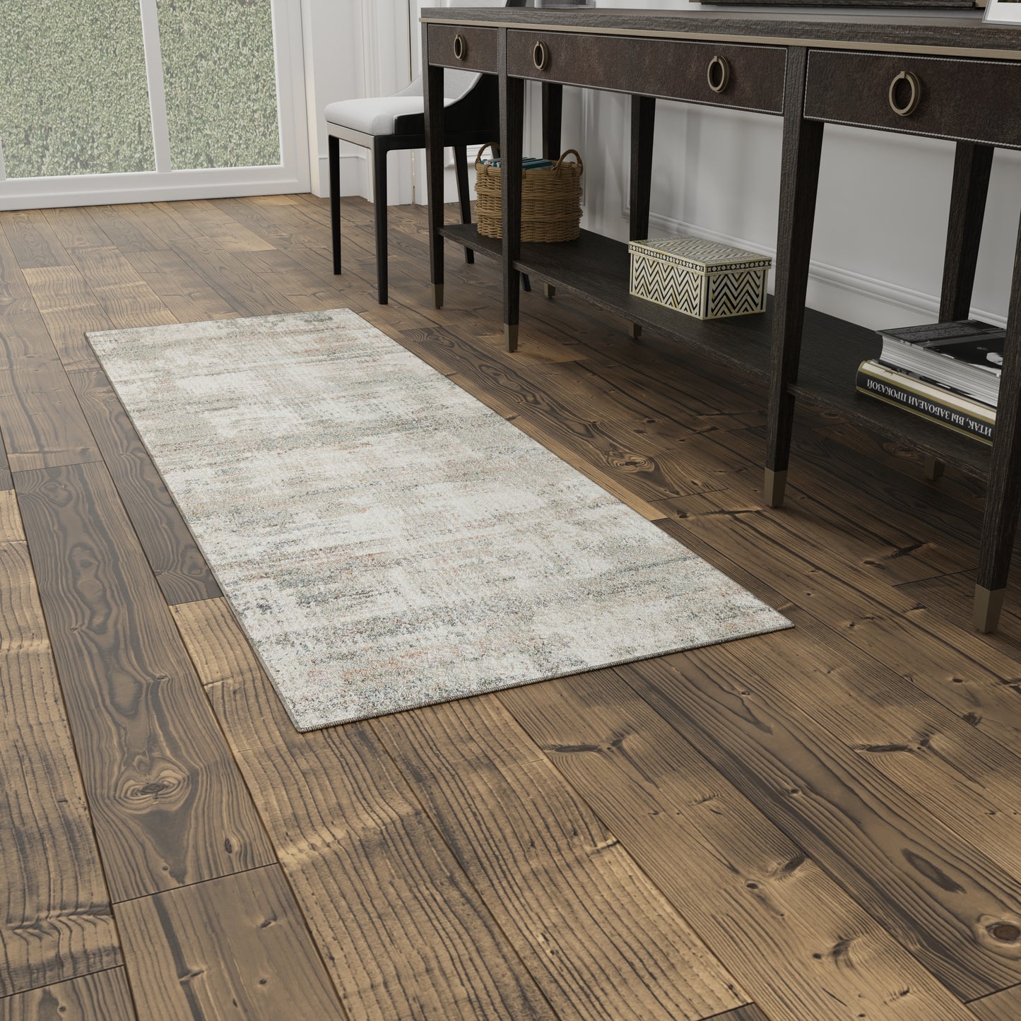 Eden Modern/Industrial Abstract/Stripes/Distressed Ivory/Gray/Green - Feizy Rug