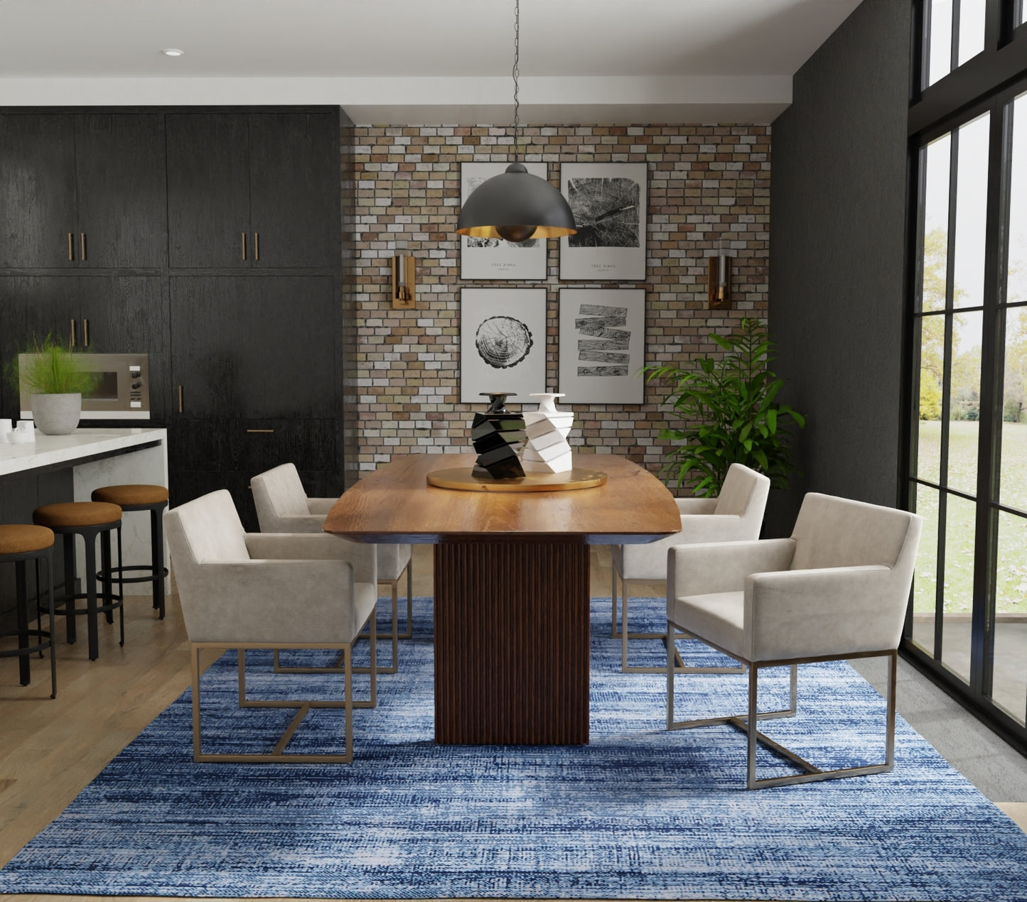 Deja Modern/Casual Solid Blue/Silver - Feizy Rug