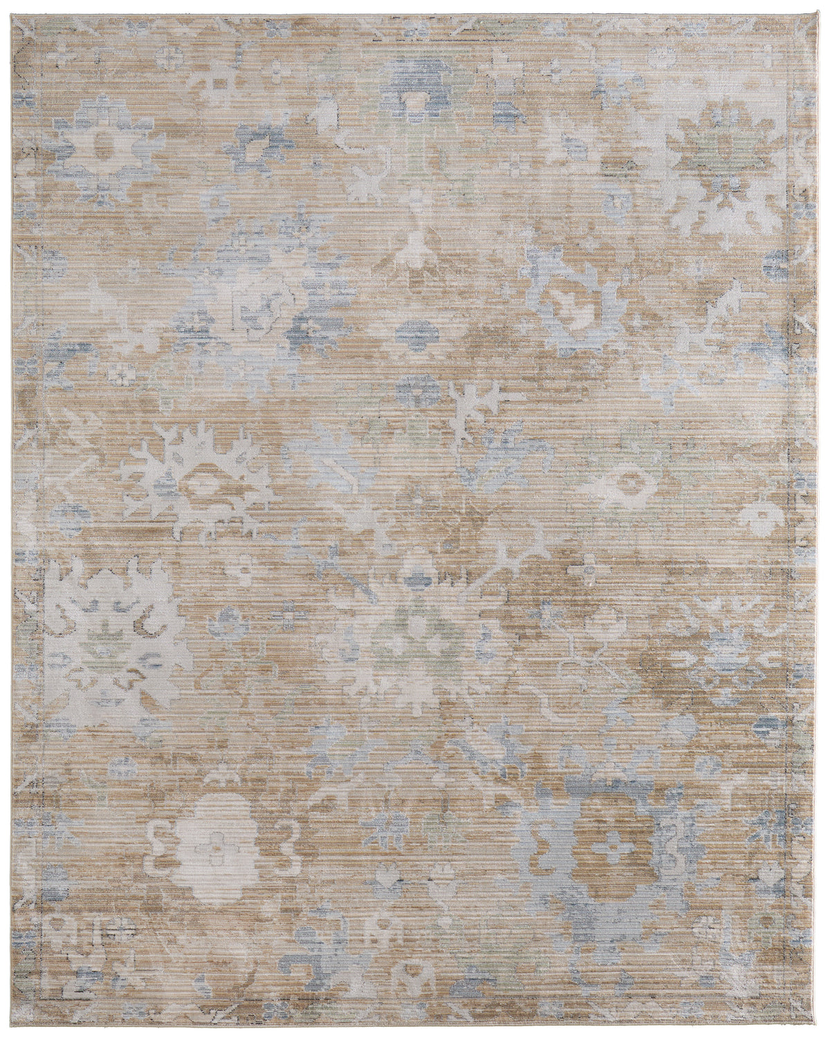 Augustine Traditional/Classic/Vintage Floral & Botanical/Distressed Tan/Blue/Ivory - Feizy Rug