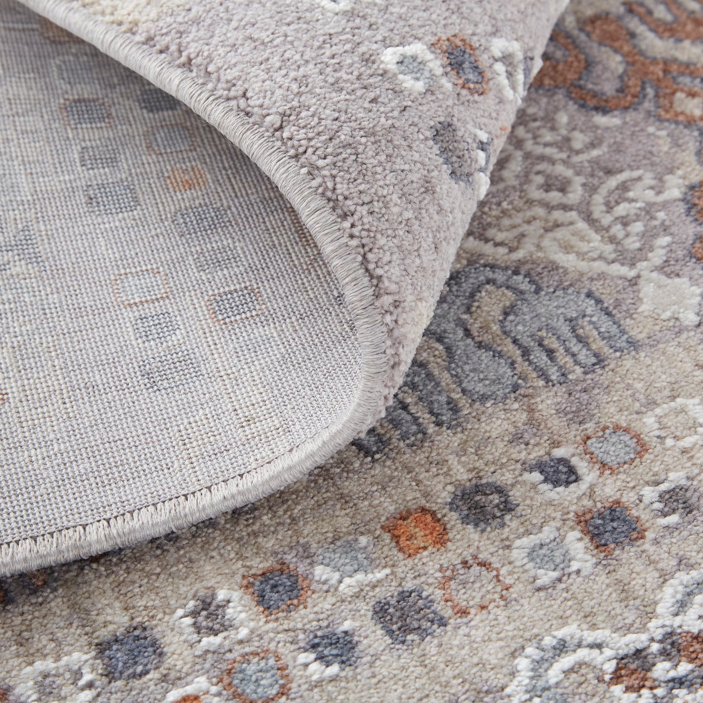 Francisco Transitional/Southwestern Oriental/Geometric/Distressed Orange/Gray/White - Feizy Rug