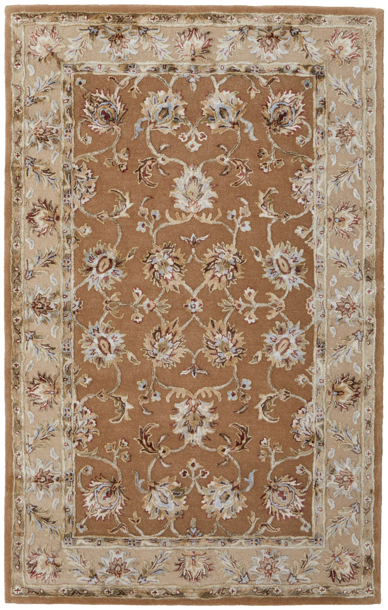 Prescott Traditional/French & Victorian/Bohemian & Eclectic Floral & Botanical/Bordered Tan/Ivory - Feizy Rug